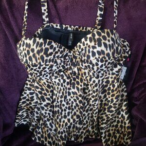 Torrid Twist Front Tankini Leopard Print 0-D/DD New with Tags